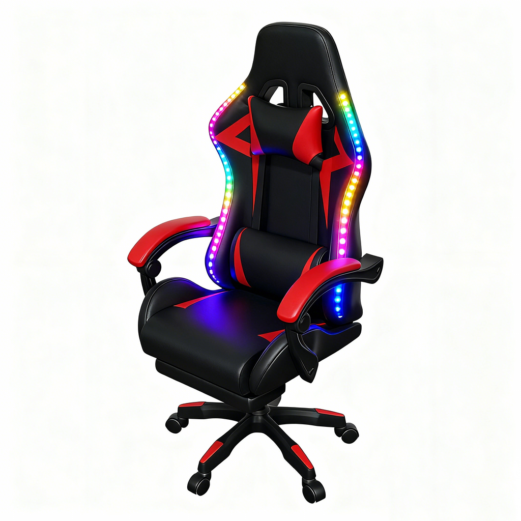 RAVENIX Gaming-Stuhl mit Massage, Lautsprechern &amp; RGB-Beleuchtung